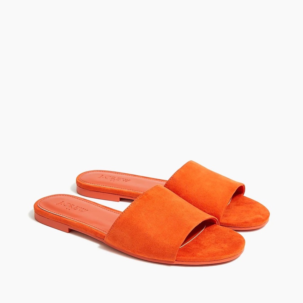 J. Crew Orange Suede Slide Sandals